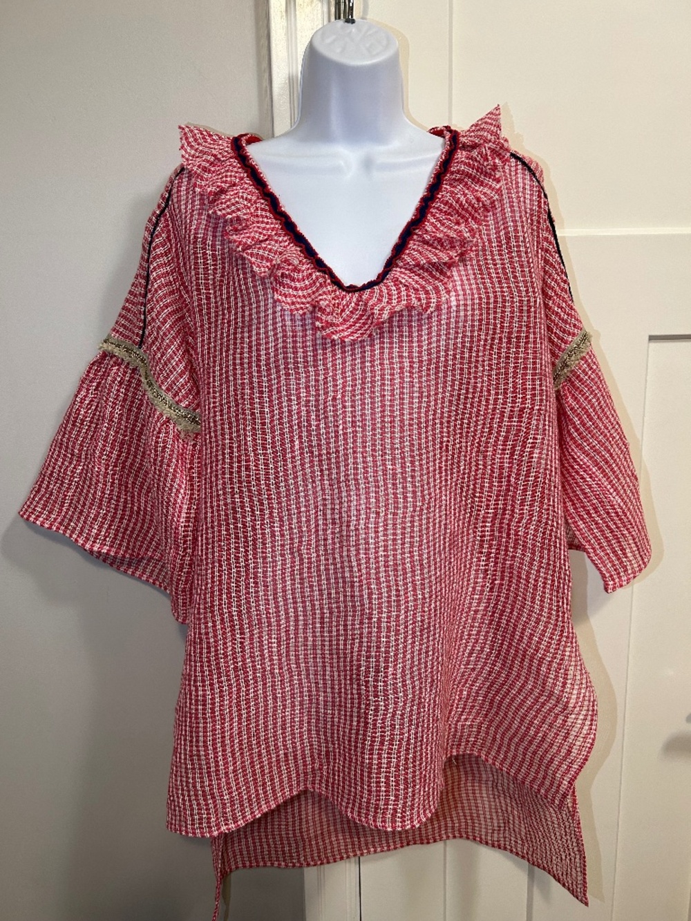 TSUMORI CHISATO Japanese Designer Blouse Tunic Puffy sleeve Size M-L Linen